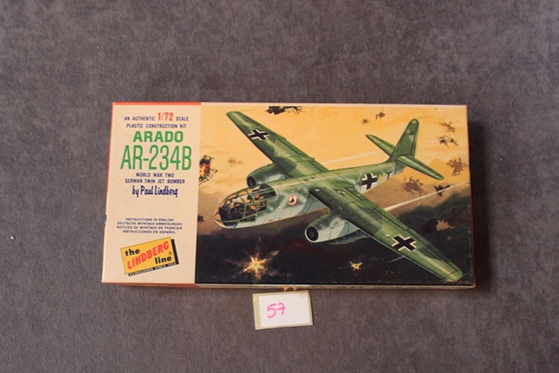 The Lindberg Kit No 439:50 Arado AR-234R Off Sprues With Instructions In Box