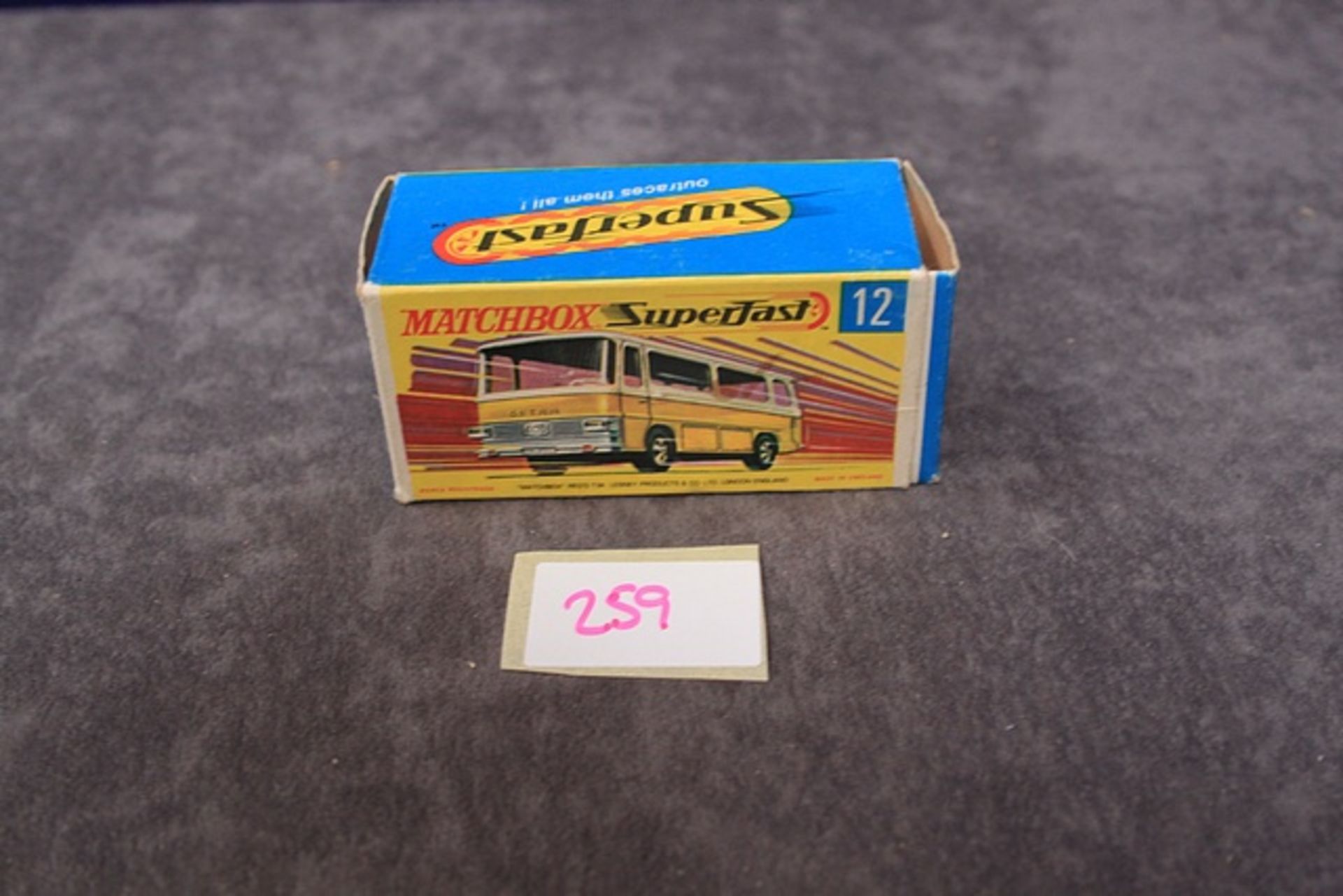 Matchbox Superfast Diecast # 12 Metallic Purple Setra Coach In Firm Box With A Small Tear On Flap - Image 3 of 3