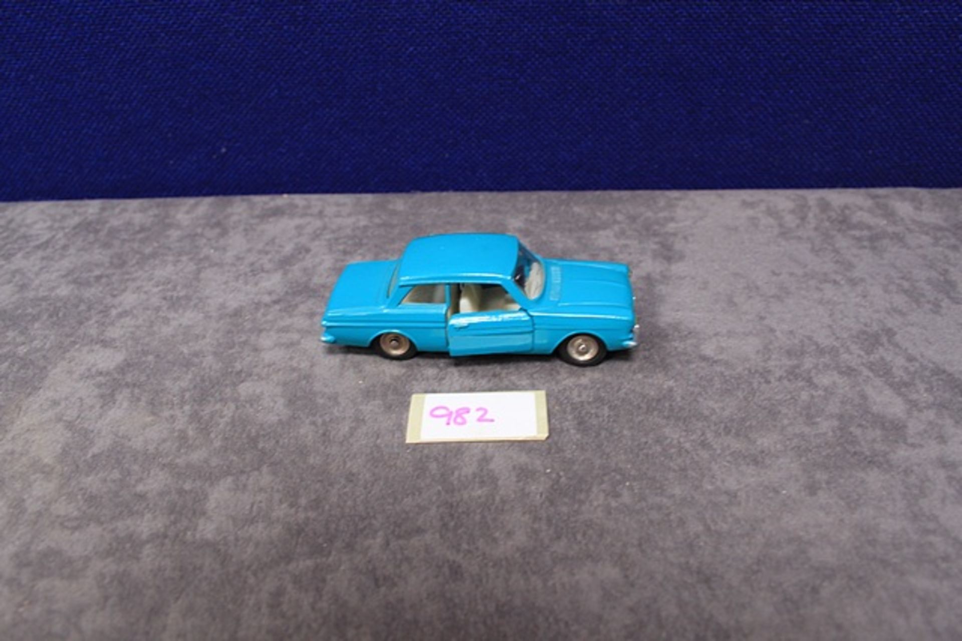Mint French Dinky Diecast # 538 Ford Taunus 12M In Turquoise Blue In High Quality Repro Boxes - Image 2 of 3