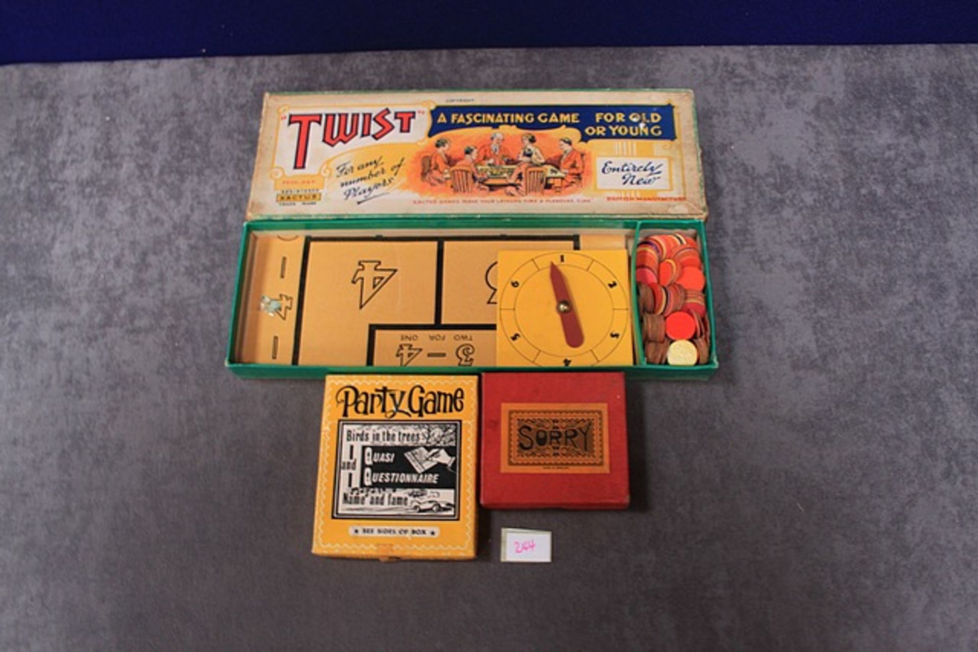 3x boxed games comprising of; Party Game Name & Fame No 80, Sorry & Twist (Twist is very old & in a - Image 2 of 2