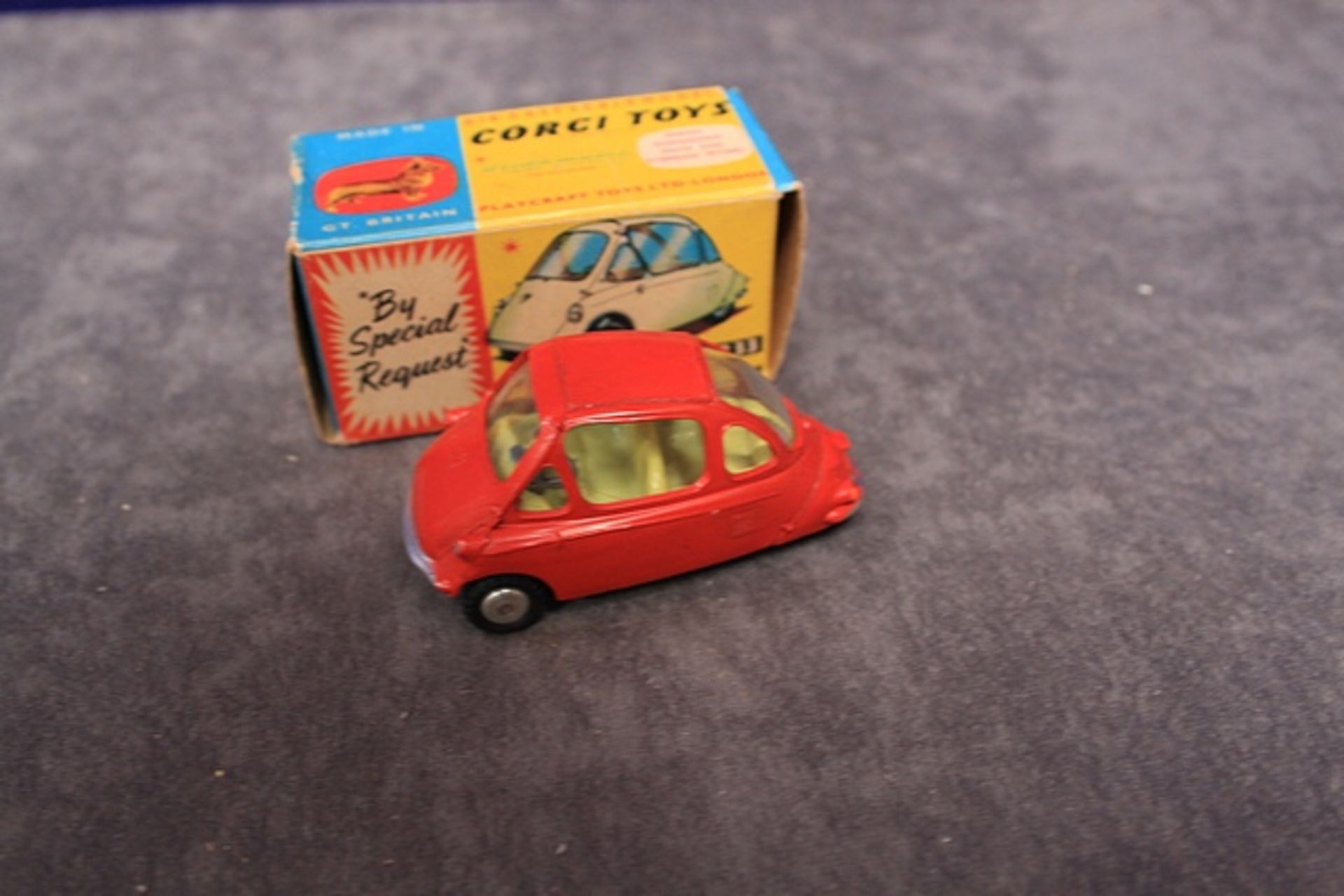 Near Mint Corgi Diecast # 233 Heinkel in Red excellent box - Image 2 of 3