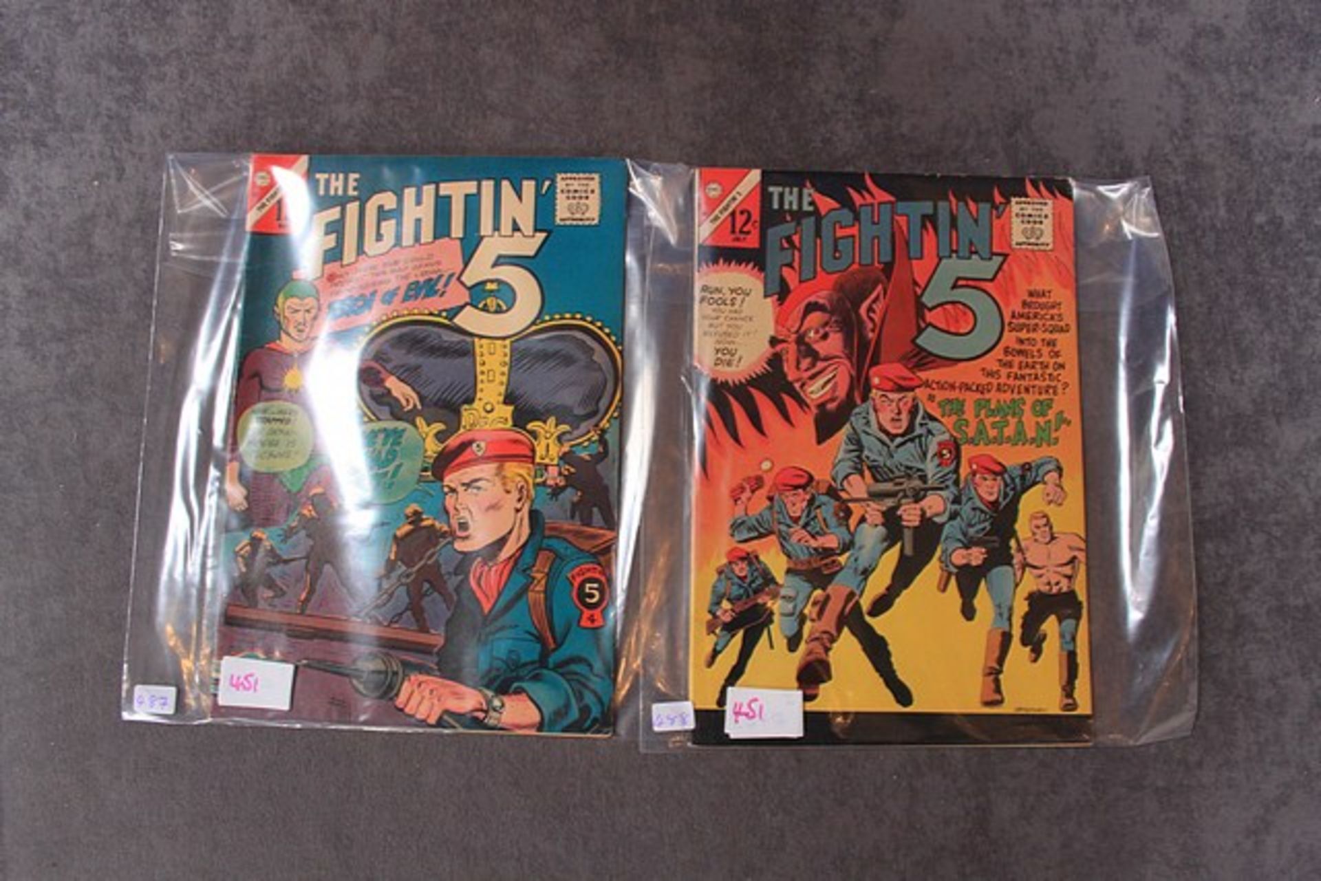 Charlton 1964 Series Comics 2 x Fightin' Five Vintage Comics Comprising Of Fightin' Five #37 (