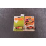 2x Matchbox No 45 BMW CSL One Is A Matchbox 75, Both Orange But Different Shades Both On Open