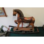 Brown Wooden Rocking Horse With No Tail 1200mm X 300mm X 900mm