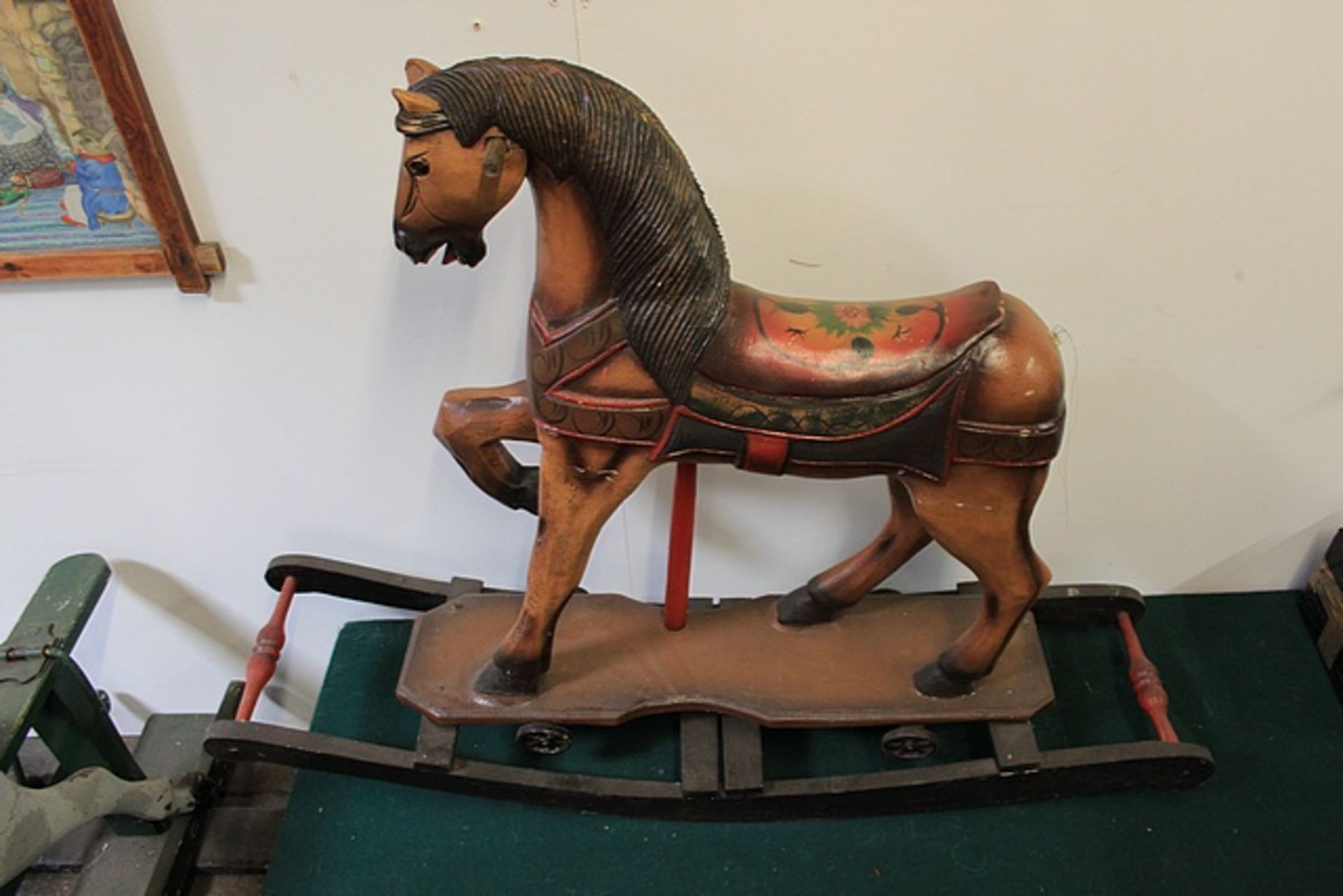 Brown Wooden Rocking Horse With No Tail 1200mm X 300mm X 900mm