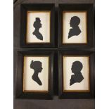 Set of 4 x Framed 18 x 14cm black and white Victorian Head Silhouette