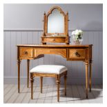 Spire Dressing Table Featuring beautiful marquetry of Blonde European Walnut with intricate inlays
