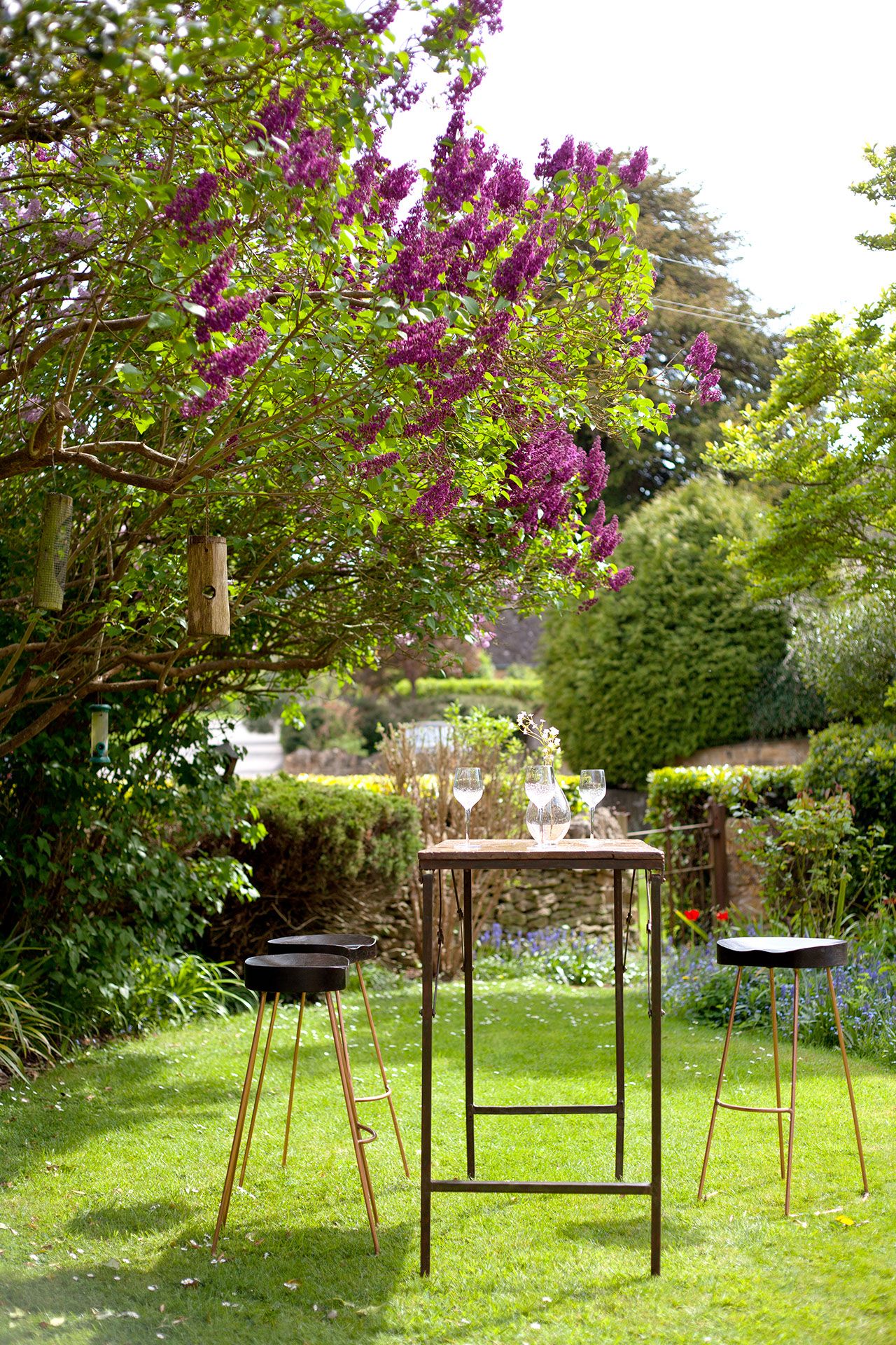 Tall Black Wood and Copper Stool: A gorgeous high bar stool with an ergonomic seat. - Image 2 of 2