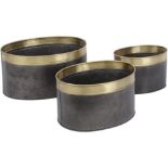 Black & Brass Set Of Three Planters Perfect for introducing a pop of gold to any interior.