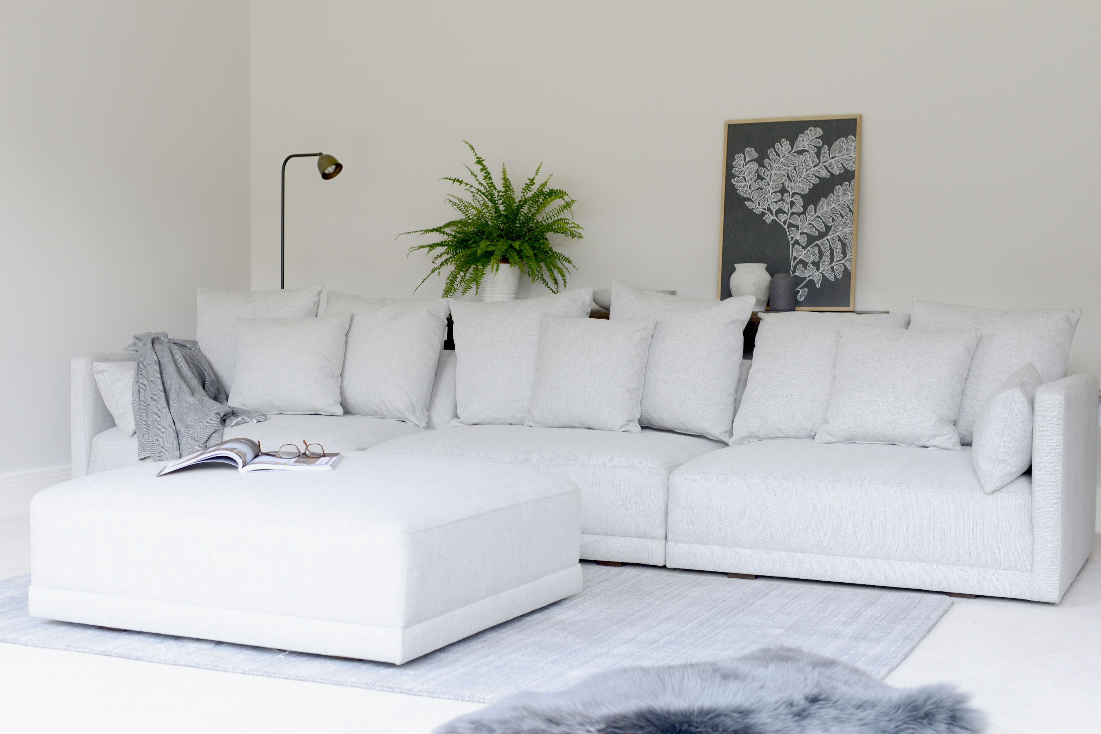 4 Piece Sectional Sofa Set - White: This modular sofa features unmatched comfort and style.