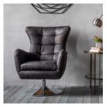 Bristol Swivel Chair Antique Ebony 690x770x950mm Stunningly soft and luxurious top grain genuine