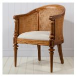 Spire Bedroom Chair Featuring beautiful marquetry of Blonde European Walnut with intricate inlays