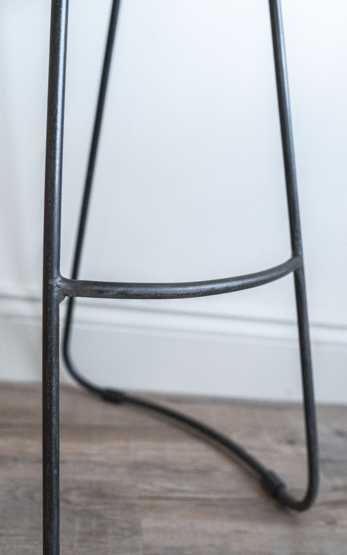 Tall Dark Wood and Iron Stool: A gorgeous high bar stool with an ergonomic seat. - Image 3 of 3