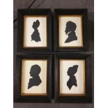 Set of 4 x Framed 18 x 14cm black and white Victorian Head Silhouette