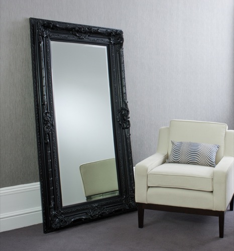 Valois Leaner Mirror Black 1825x960mm Grand stately mirror in a sophisticated satin black finish