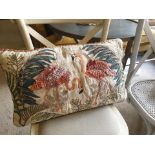 4 x Flamingos & Palm Feather Filled Cotton Cushion Embroidered Airy Neutrals Play Amongst Carved