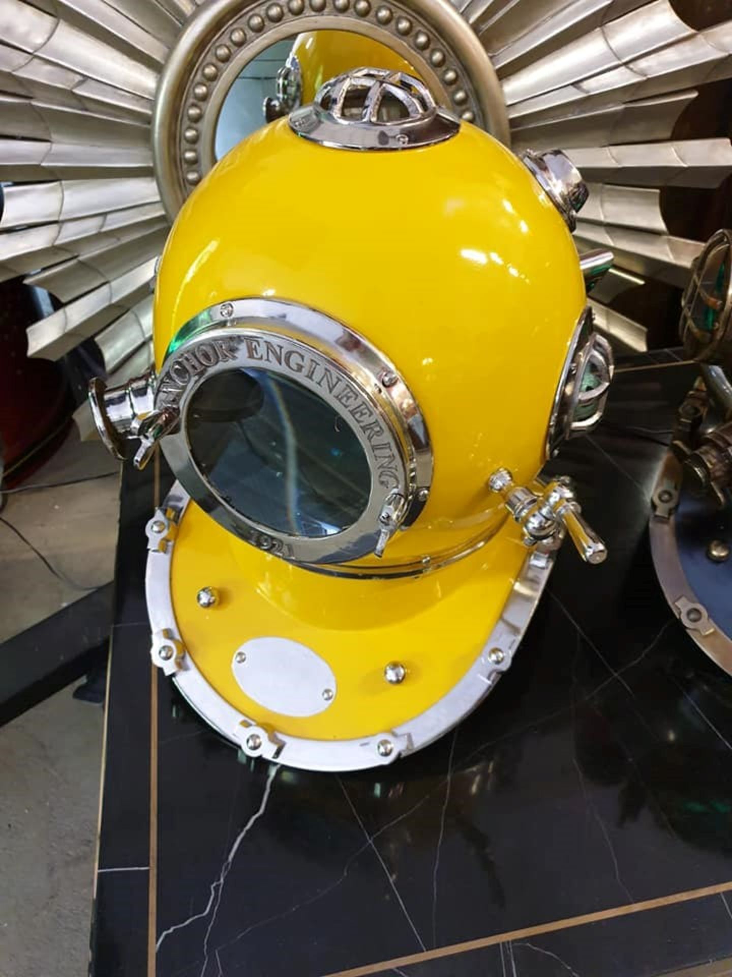 Reproduction Anchor Engineering 1921 Scuba Diving Marine Divers Helmet Deep Sea Chrome Yellow Finish - Image 3 of 3