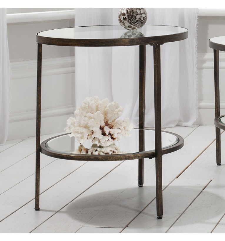 Hudson Side Table Striking round companion table in an aged bronze finish W500 x D500 x H600mm