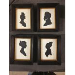 Set of 4 x Framed 18 x 14cm black and white Victorian Head Silhouette