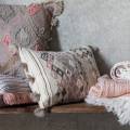 3 x Nila Feather Filled Cushion Hand-Made Cotton Cushion With An Eclectic Embroidered And Block