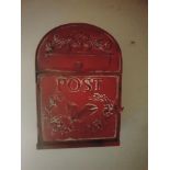 Small red metal wall mount postal box 35 x 25cm