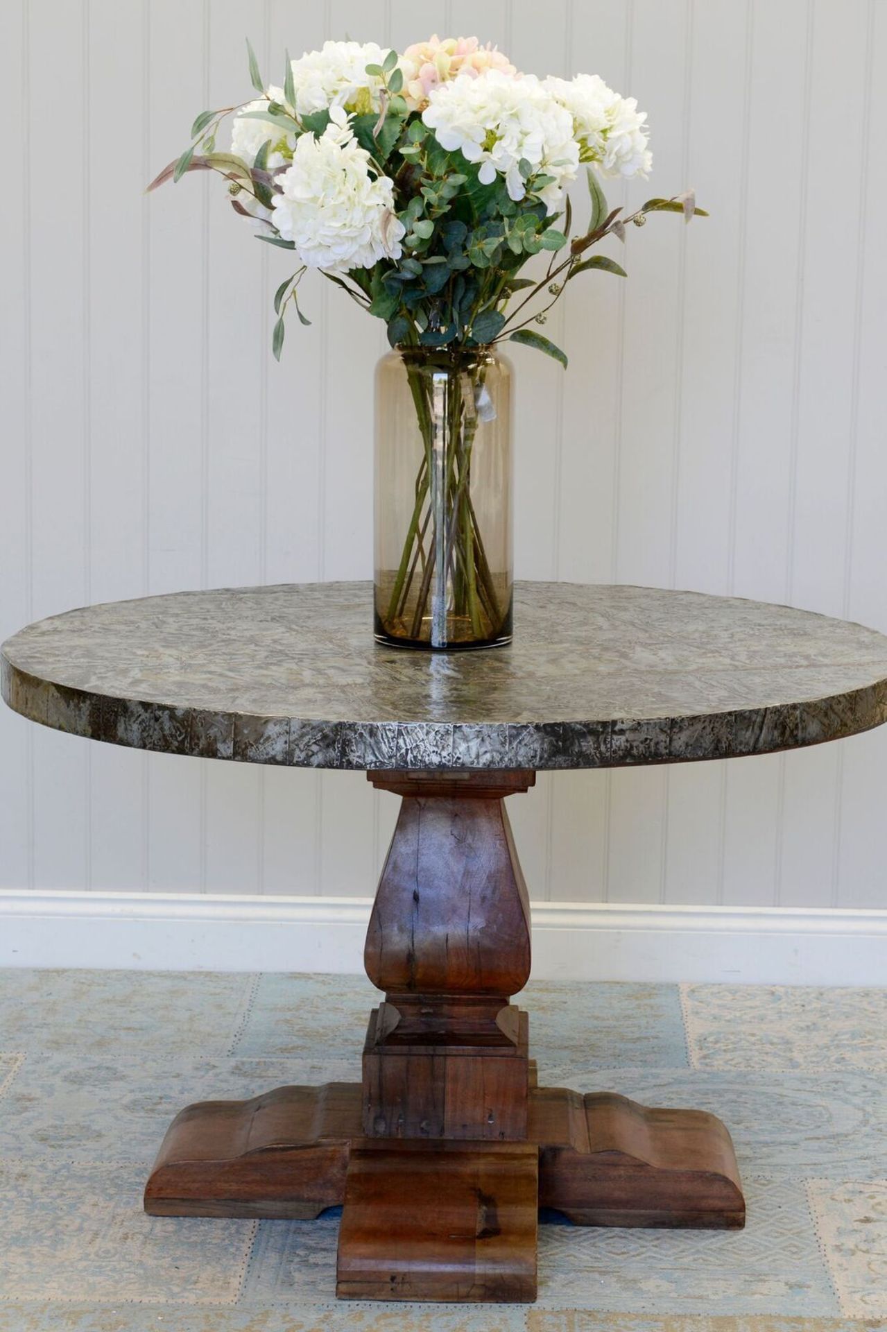 Round Metal and Wooden Dining Table - 120cm