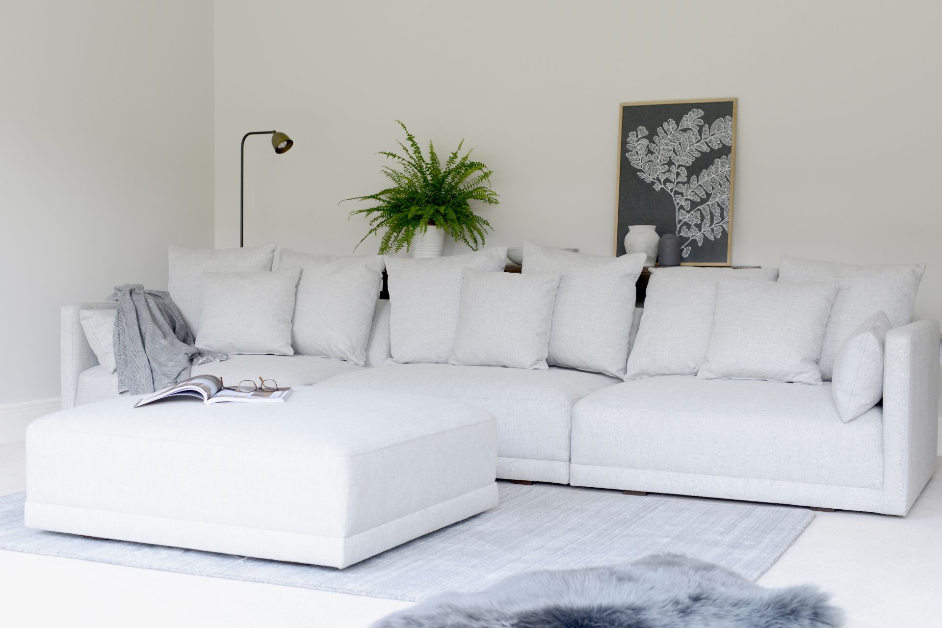 4 Piece Sectional Sofa Set - White