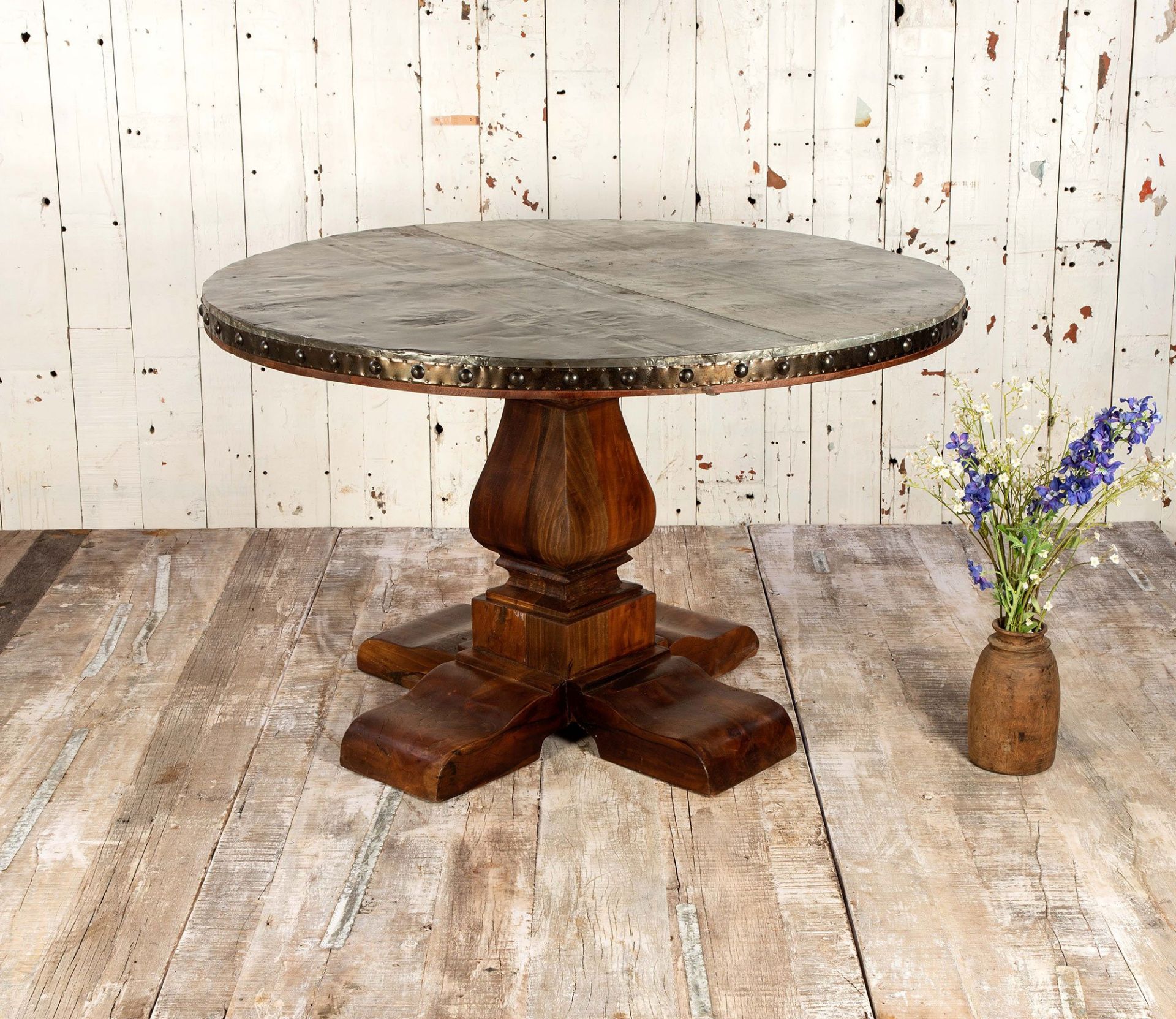 Round Metal and Wooden Dining Table - 150cm - Image 2 of 3