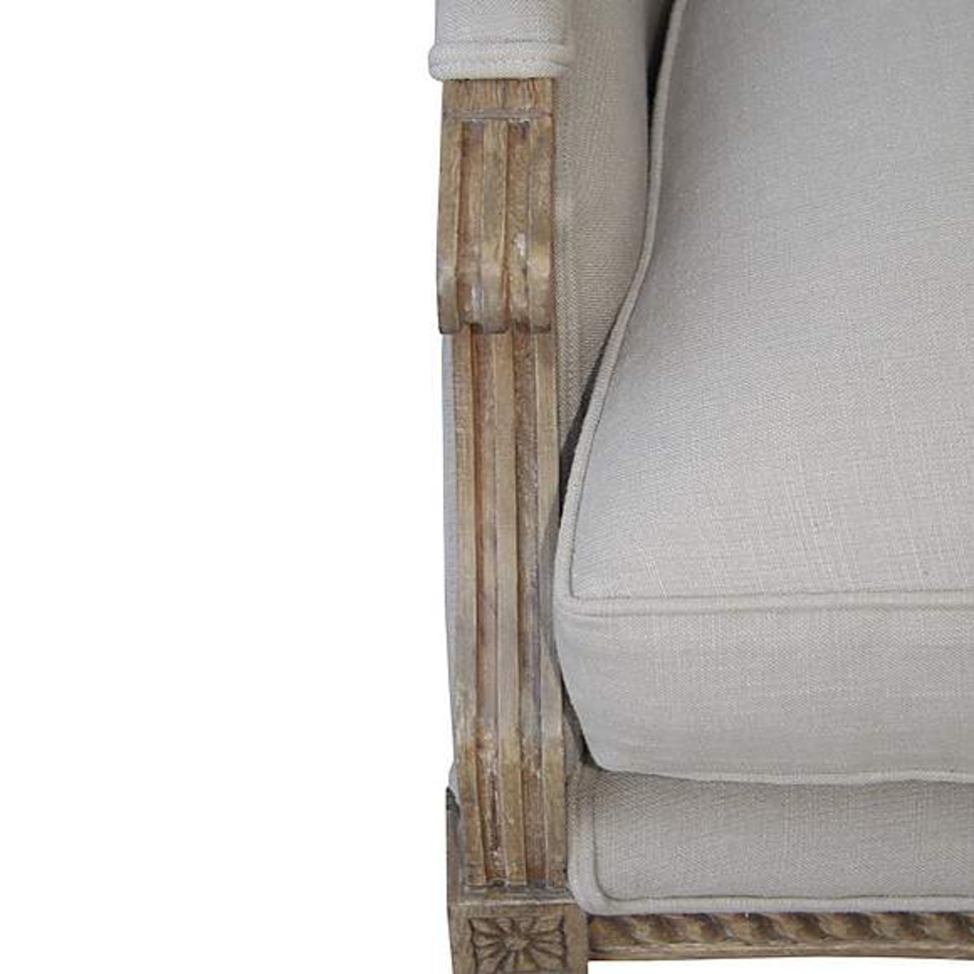 Linen Chair Featuring elegant curves and intricate carved detail, this tub chair is upholstered in a - Image 2 of 2