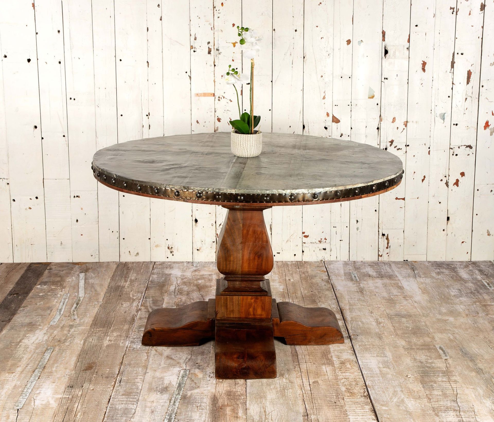 Round Metal and Wooden Dining Table - 150cm - Image 3 of 3