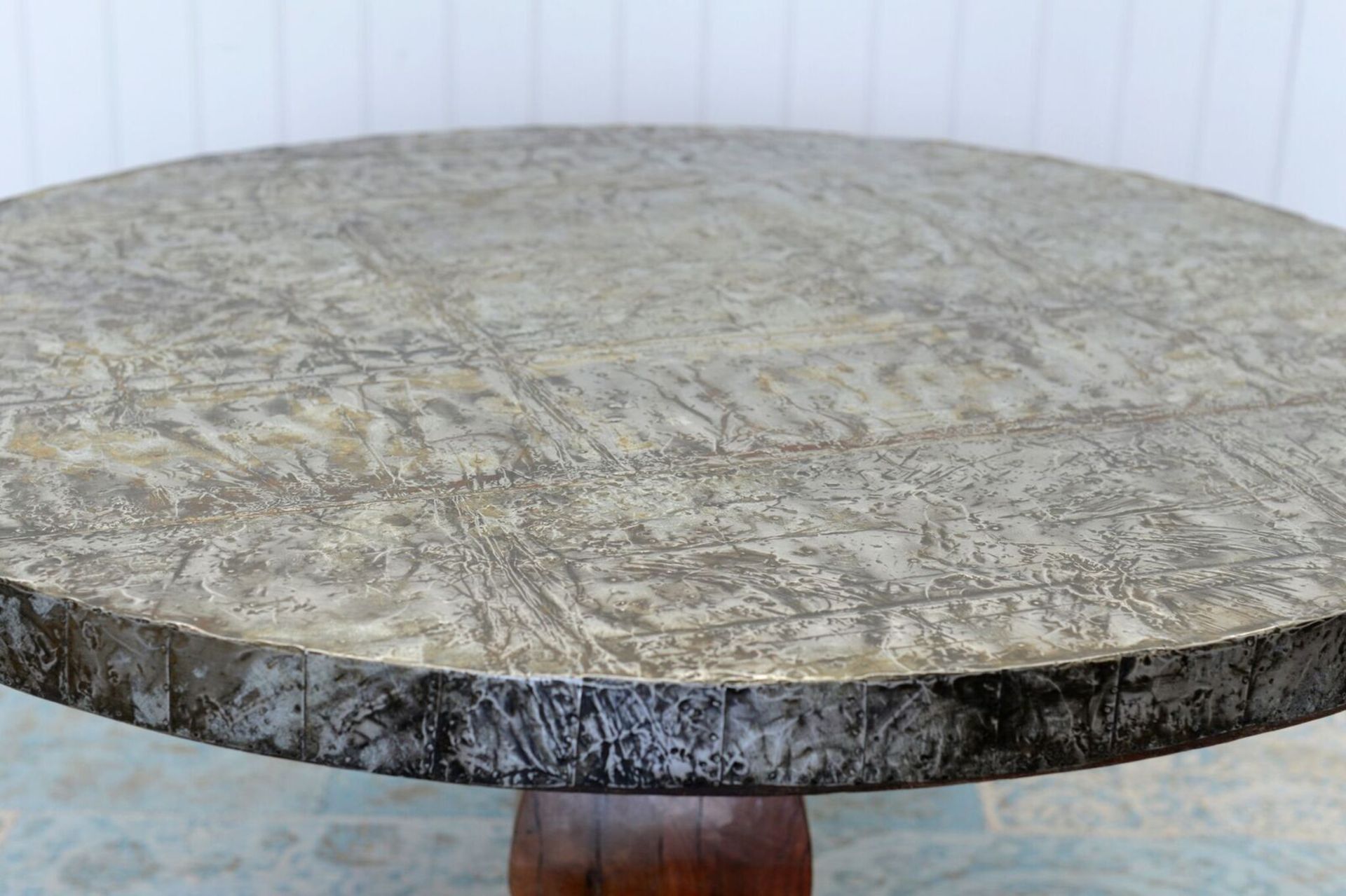 Round Metal and Wooden Dining Table - 120cm - Image 3 of 3