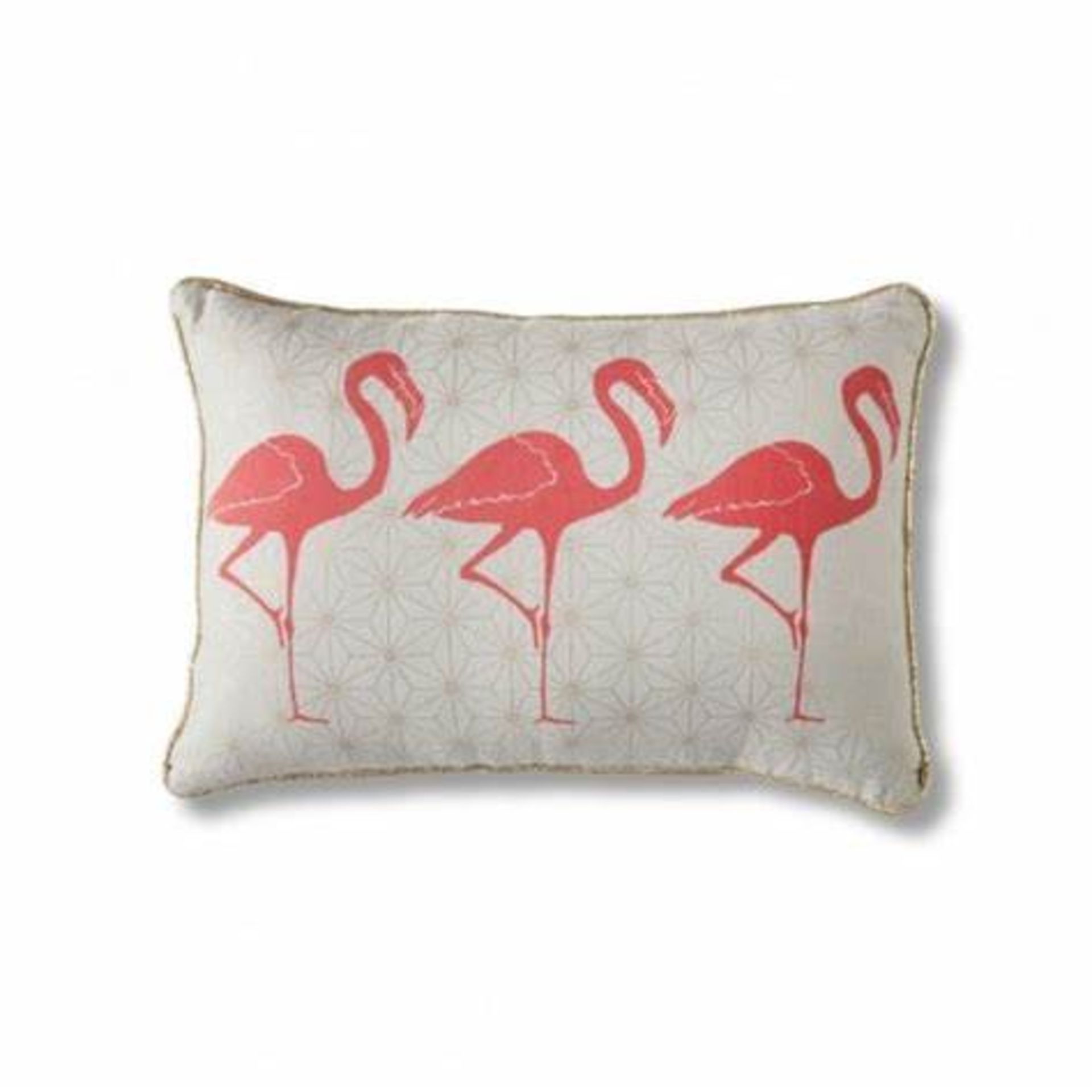 2 x Flamingo Geo Cushion Cotton Feather Filled Flamingo Print On A Gold Metallic Geometric