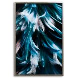 Teal Feather Glass Image In Silver Frame A stunning piece of wall art, bringing together key colours