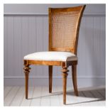Spire Dining Cane Back Side Chair Featuring beautiful marquetry of Blonde European Walnut with