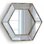 Deco Distressed Hexagonal Mirror hexagonal shape with a distressed appeal, this slightly rustic