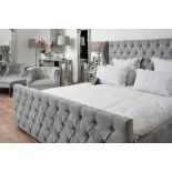 Jasmine Silver Button Pressed King Size Bed Create Ultimate Luxury With This Jasmine Silver Button