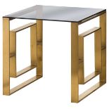 Gatsby Stainless Side Table In Brushed Brass A luxurious combination of black glass and brass
