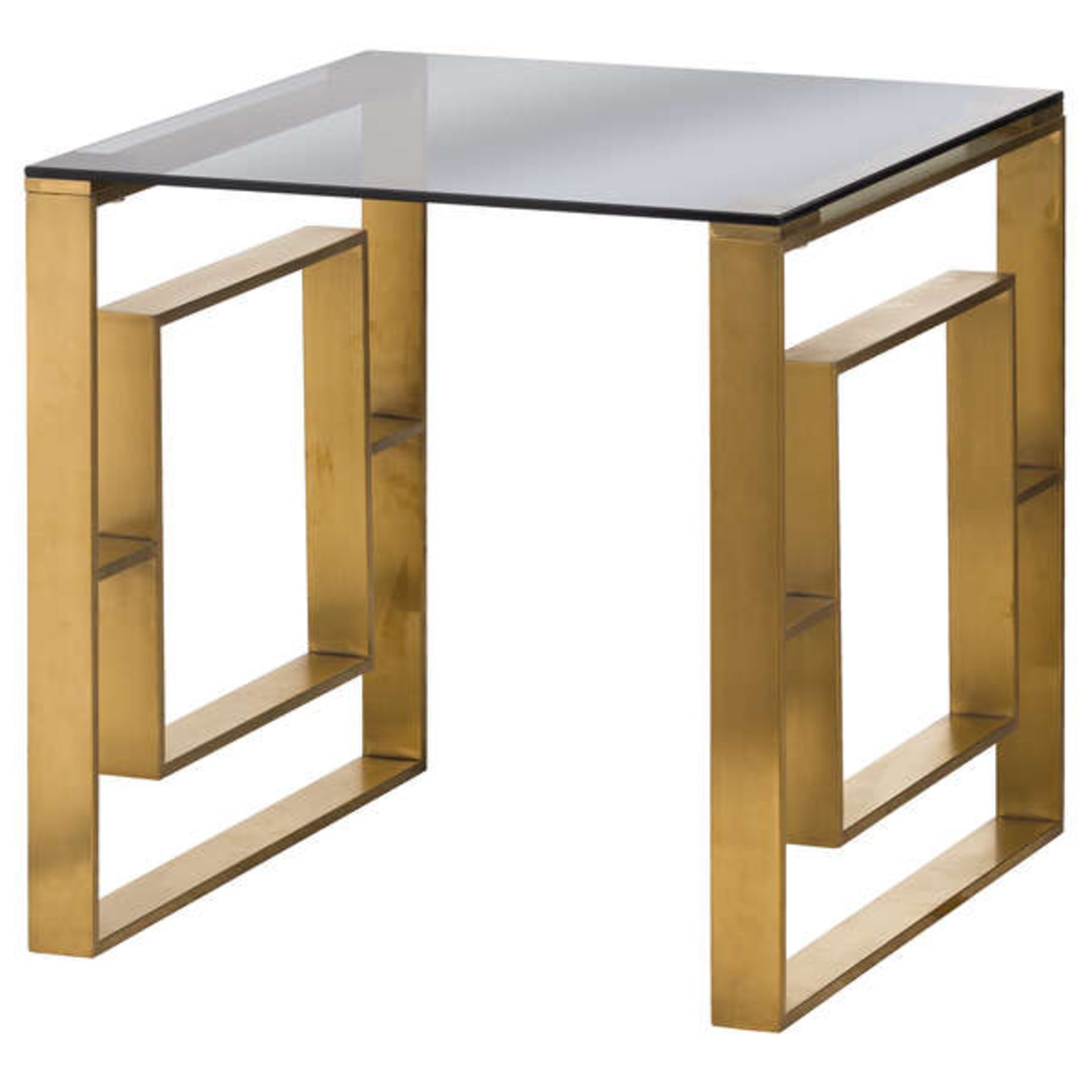 Gatsby Stainless Side Table In Brushed Brass A luxurious combination of black glass and brass