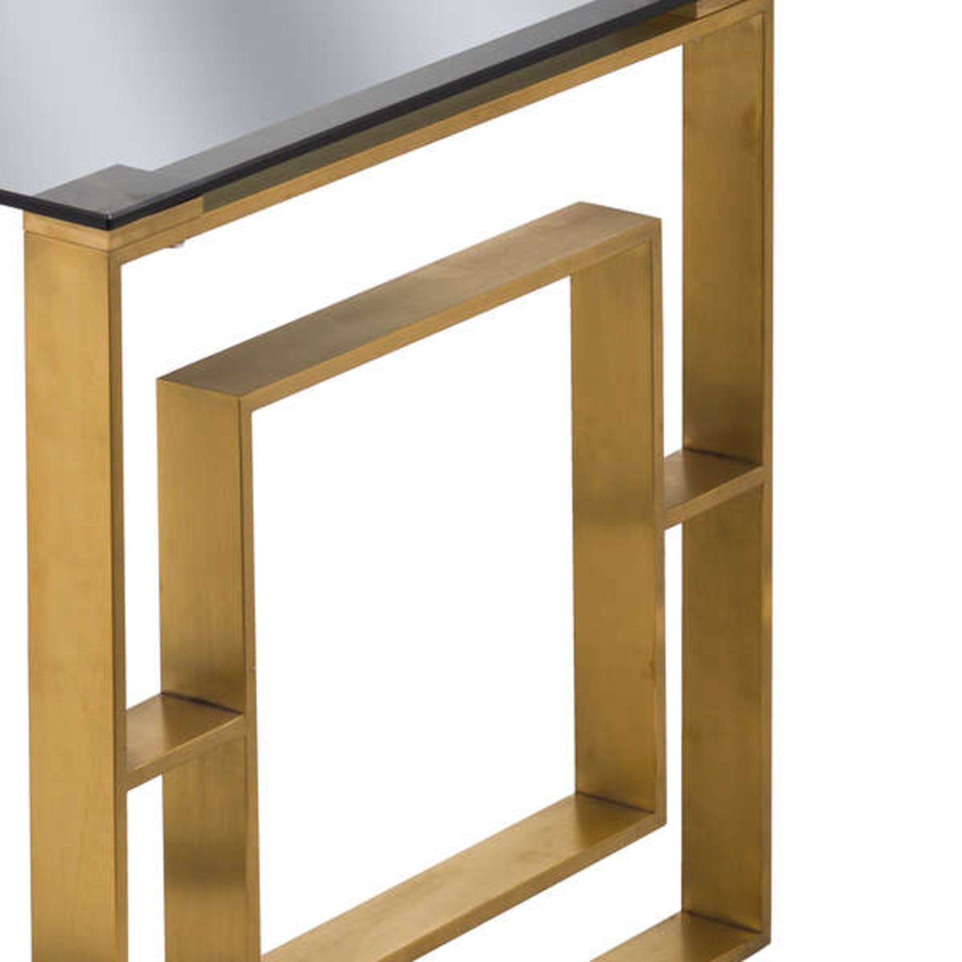 Gatsby Stainless Side Table In Brushed Brass A luxurious combination of black glass and brass - Image 2 of 2