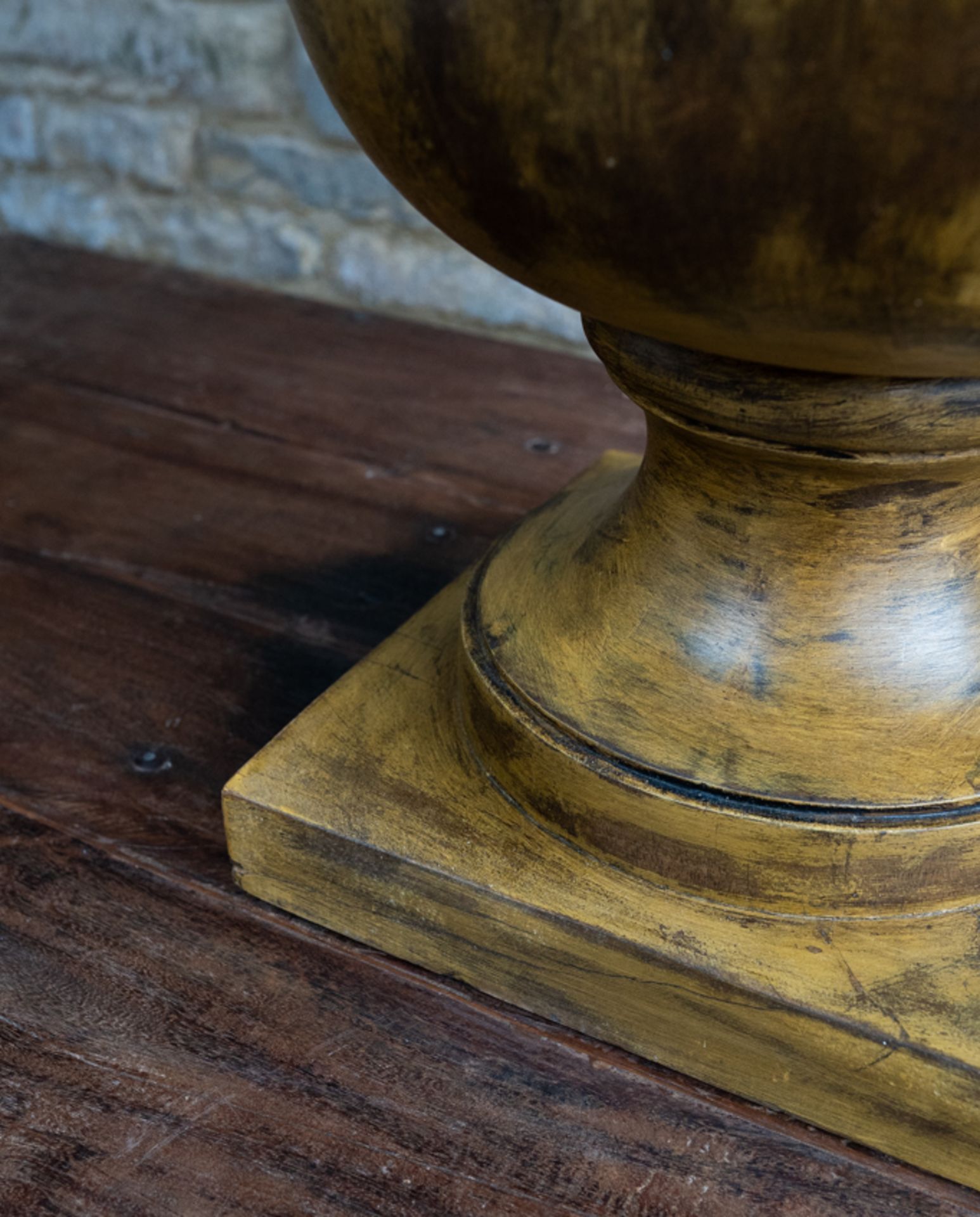 Distressed Lamp: A gorgeous cylindrical wooden table lamp. - Image 2 of 2