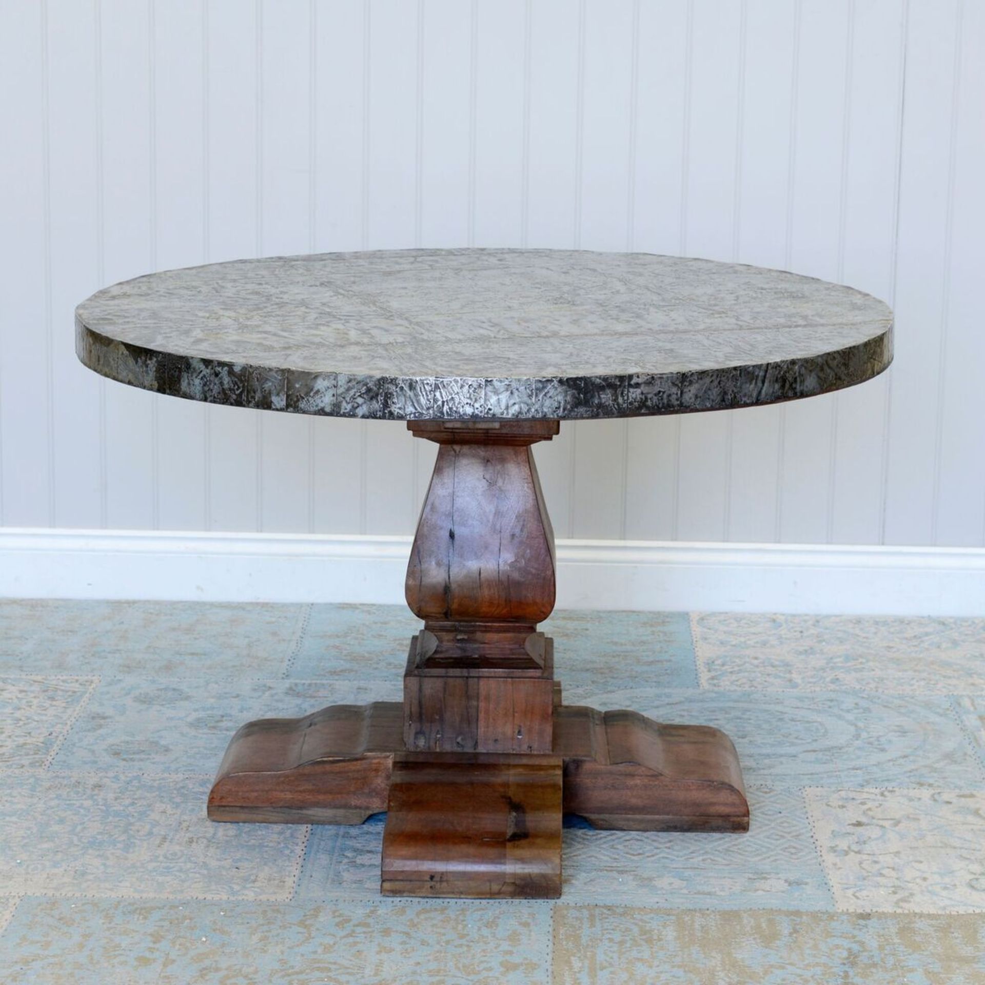 Round Metal and Wooden Dining Table - 120cm - Image 2 of 3