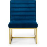 Milano Eye-catching blue velvet fabric accent chair with Modern gold frame and Tufted seat and