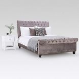 Super King Velvet Bed Frame Upholstered in a gorgeous, silver velvet, this luxurious bedstead is