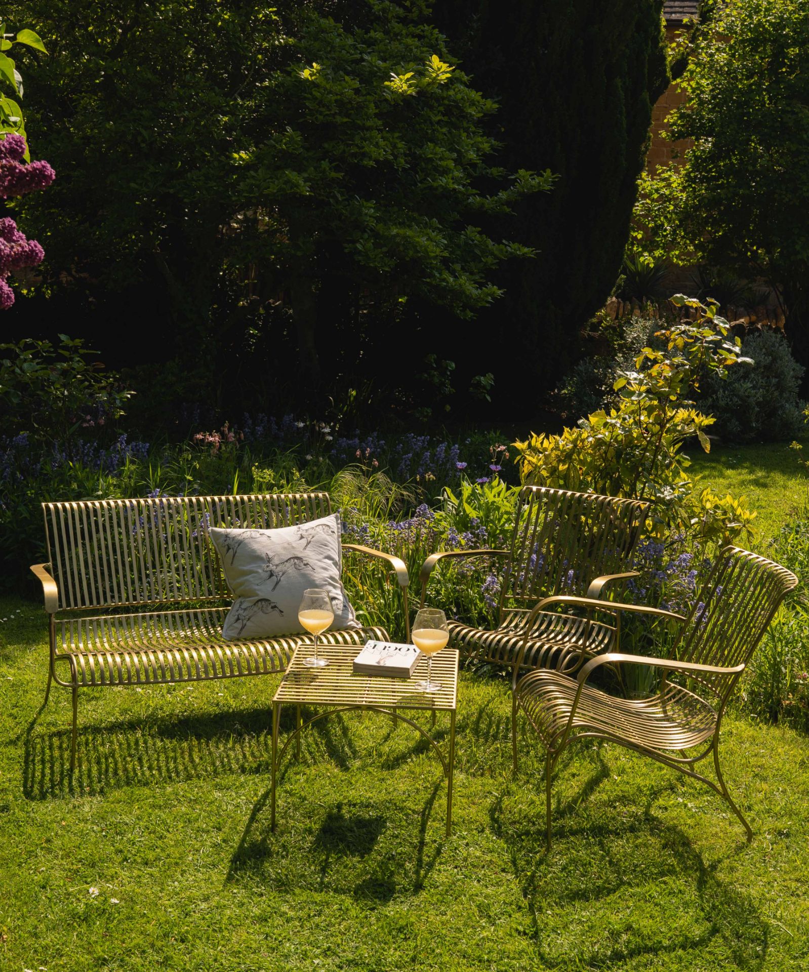 Iron Garden Chair in Brass - Image 2 of 2