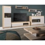 Riviera One Drawer TV Cabinet With Open Shelf - Riveria Oak/White open shelf (including LED