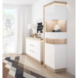 Riviera Tall Narrow Display Cabinet - White/Oak / Right Hand Door Tall 198cm high display cabinet