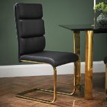 A Pair of dining chairs gold frame black pad A beautiful statement for your dining room, this Pair