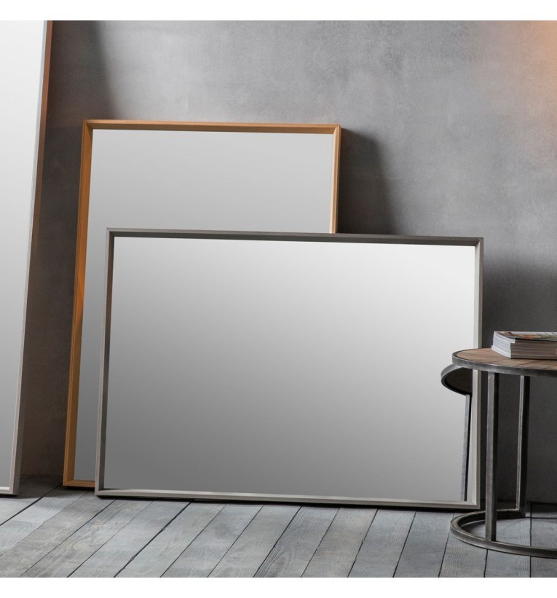 Comet Mirror Grey A modern collection of solid wood framed mirrors with subtle tones of oak veneer