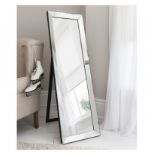 Luna Cheval 1550x480mm Timeless angled mirror framed cheval with black frame and kick stand.
