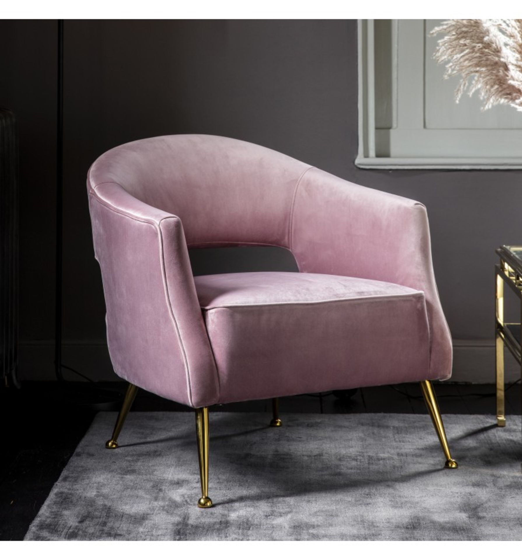 Barletta Armchair Dusky Velvet 750x730x750mm Contemporary arm chair perfect for adding style and